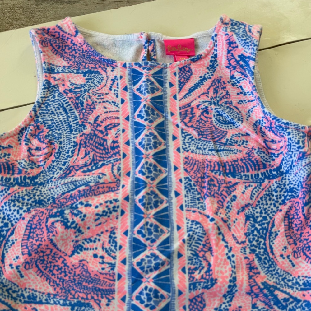 Lilly Pulitzer Girls Dress Summer Pink and Blue Sleeveless Dress girls size 8-10 - Picture 5 of 5